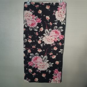 Express Black Pencil Skirt S Pink Floral